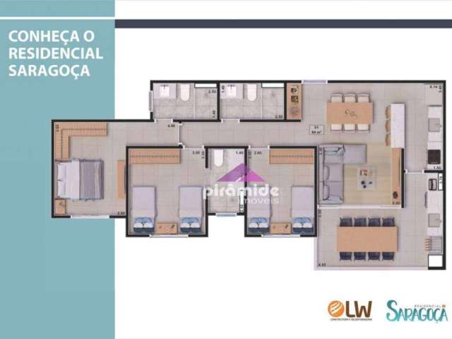 Apartamento com 3 dormitórios à venda, 94 m² por R$ 519.389,00 - Sumaré - Caraguatatuba/SP