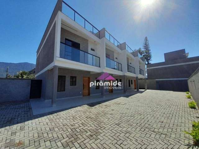 Casa NOVA na Praia do Massaguaçu, com 2 dormitórios / 2 SUÍTES /varanda e terraço à venda, com 148 m² por R$ 760.000, Caraguatatuba/SP