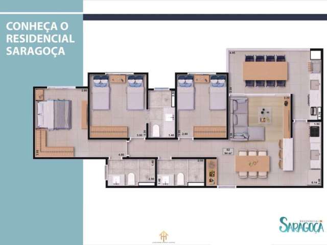 Unidade 1º andar - Apto 94m² - 3 dorm/2 suítes - Sumaré - Caraguatatuba-SP