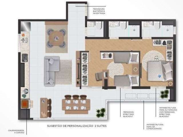 Unidade 1º andar - Apto 2dorm/1suíte - 85,58m² - Massaguaçu - Caraguatatuba-SP