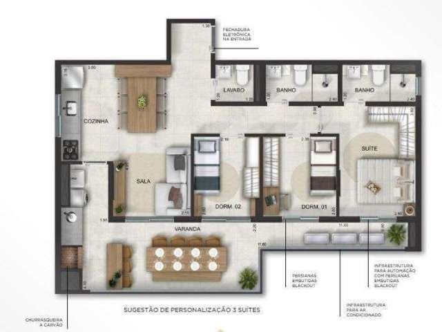 Unidade 1º andar - Apto 3dorm/1suíte - 85,58m² - Massaguaçu - Caraguatatuba-SP