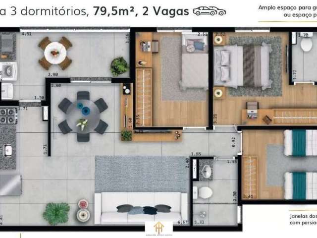 Apto 3dorm/1suíte - 79,50m² - Parque Industrial, São josé dos Campos -SP