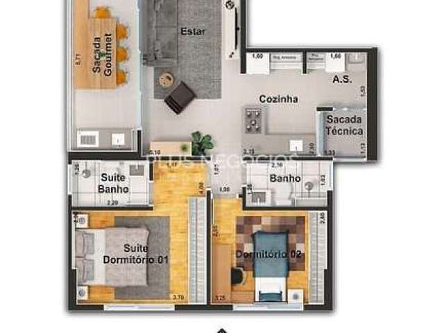 Apartamento a venda no Condomínio Alameda JK com 2 dormitórios de 78m² com Suíte e Varanda Gourmet