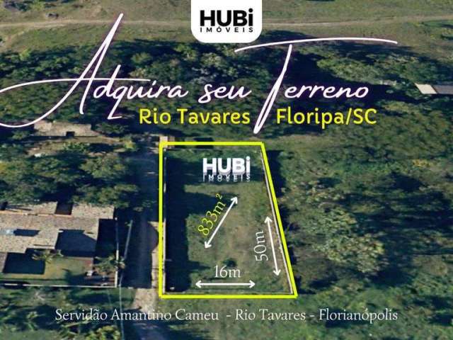 Lote à venda Murado com água e luz à venda, 833 m² por R$ 995.000 em Florianópolis, Rio Tavares - Pronto para Construir