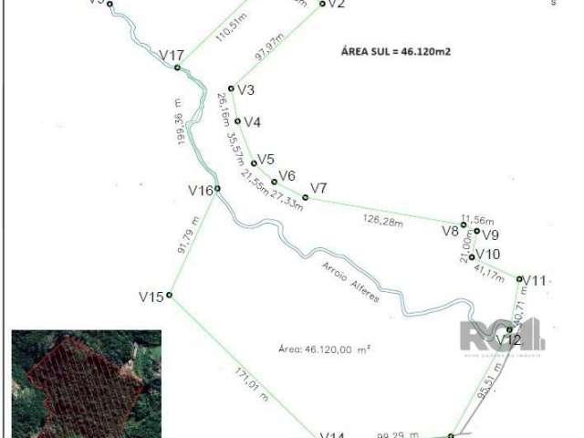 Propriedade constituída de 2 lotes, totalizando uma área de 46.960m2 ou 4,69 ha, localizada no bairro Belém Velho e posicionada entre a avenida Oscar Pereira e a Estrada Afonso Loureiro Mariante.  Veg