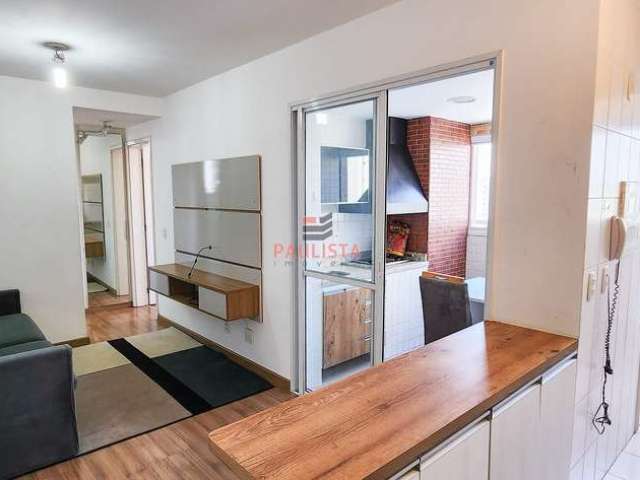 Apartamento mobiliado, 1 dormitório, com varanda gourmet, cozinha americana, área de serviço, 1 vag