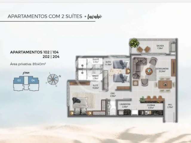 Apartamento novo com 2 suítes codigo: 78488