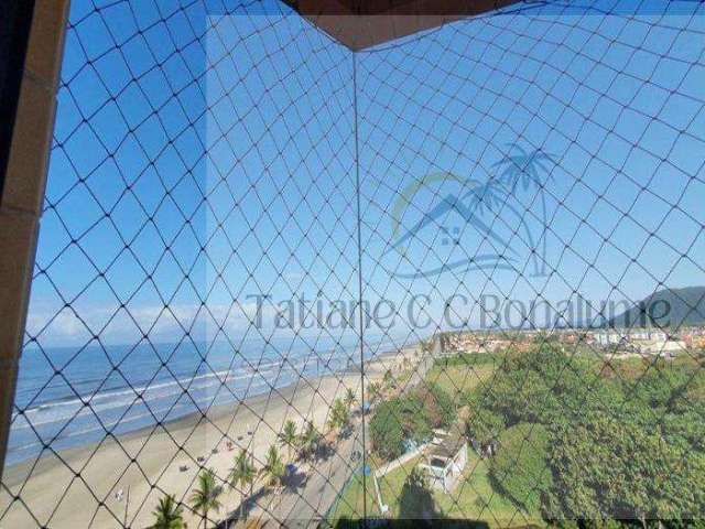 Apartamento lindo frente pro mar, com sacada vista mar, em mongaguá!!