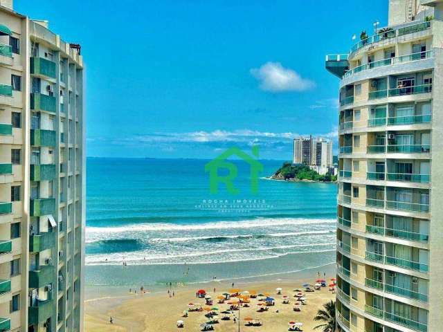 Apartamento beira mar, vista mar, 1 dormitório, 1 vaga, Pitangueiras, Guarujá/SP