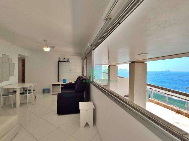 Apartamento frente mar, 2 dormitórios (1 suíte), 1 vaga, Pitangueiras, Guarujá.