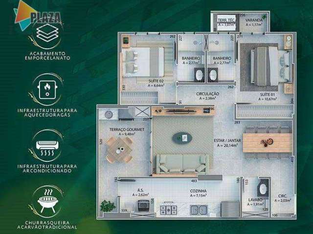 Apartamento com 2 dormitórios à venda, 81 m² por R$ 650.000,00 - Vila Guilhermina - Praia Grande/SP