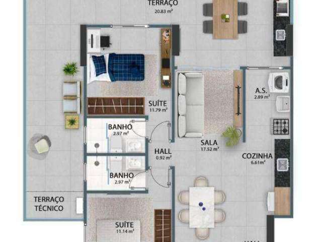 Apartamento à venda, 90 m² por R$ 829.760,00 - Vila Guilhermina - Praia Grande/SP