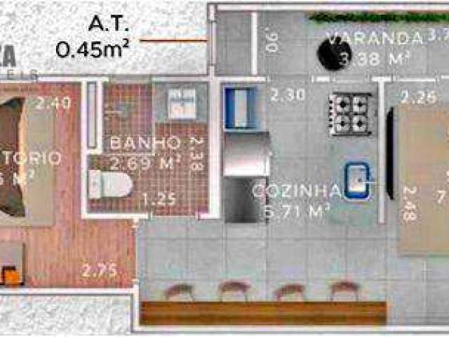 Apartamento com 1 dormitório à venda, 37 m² por R$ 270.000,00 - Boqueirão - Praia Grande/SP