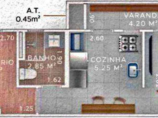 Apartamento com 1 dormitório à venda, 37 m² por R$ 280.000,00 - Boqueirão - Praia Grande/SP