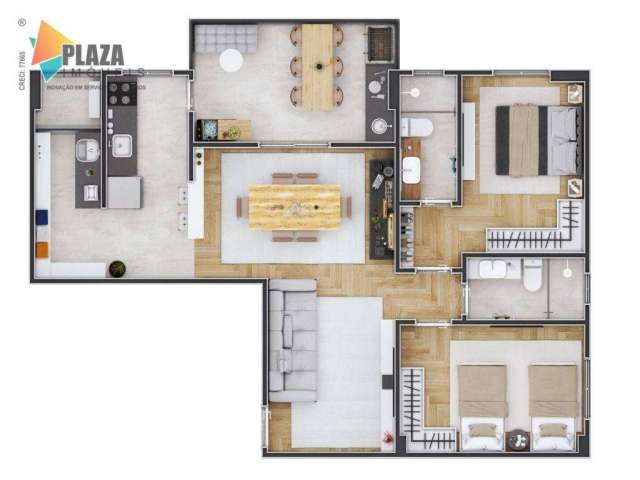 Apartamento com 2 dormitórios à venda, 104 m² por R$ 799.900,00 - Canto do Forte - Praia Grande/SP