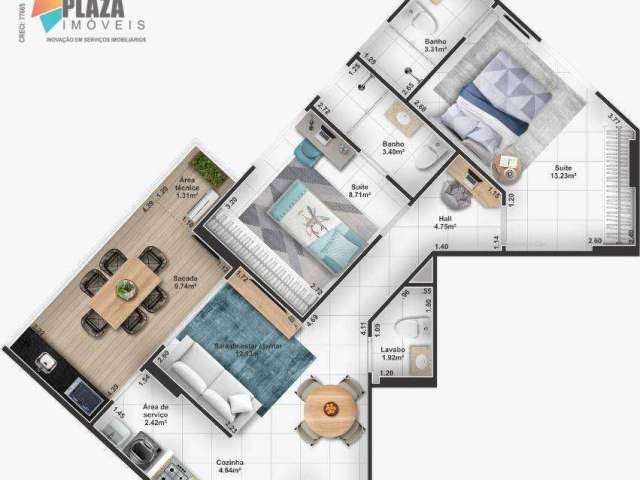 Apartamento com 2 dormitórios à venda, 73 m² por R$ 612.000 - Vila Guilhermina - Praia Grande/SP