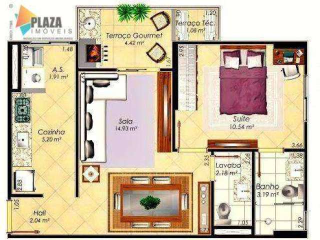 Apartamento com 1 dormitório à venda, 52 m² por R$ 418.000,00 - Aviação - Praia Grande/SP