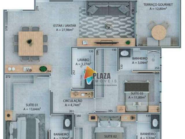 Apartamento com 3 dormitórios à venda, 120 m² por R$ 845.000,00 - Vila Guilhermina - Praia Grande/SP