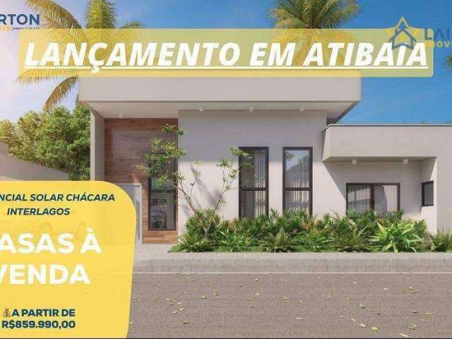 Residencial Solar Chácara Interlagos - Casas Térreas com 3 Suítes em Condomínio Fechado, Atibaia - SP