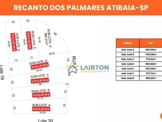 Terreno à Venda no Condomínio Recanto dos Palmares, Atibaia – 601 m²