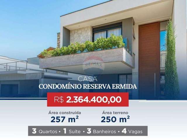 Casa de condomínio à venda em Jundiaí - Reserva Ermida - 257m² - 3 Quartos - R$ 2.364.400