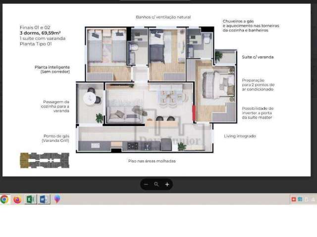 Apartamento com 3 dormitórios à venda, 69 m² por R$ 439.203,00 - Jardim São Carlos - Sorocaba/SP