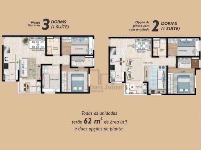 Apartamento com 3 dormitórios à venda, 62 m² por R$ 367.000,00 - Altos do Trujillo - Sorocaba/SP