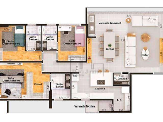 Apartamento à venda, 128 m² por R$ 1.203.343,00 - Jardim Maria José - Votorantim/SP