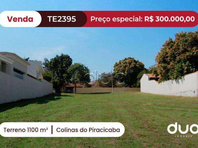 Terreno à venda, 1100 m² por R$ 300.000,00 - Colinas do Piracicaba (Ártemis) - Piracicaba/SP