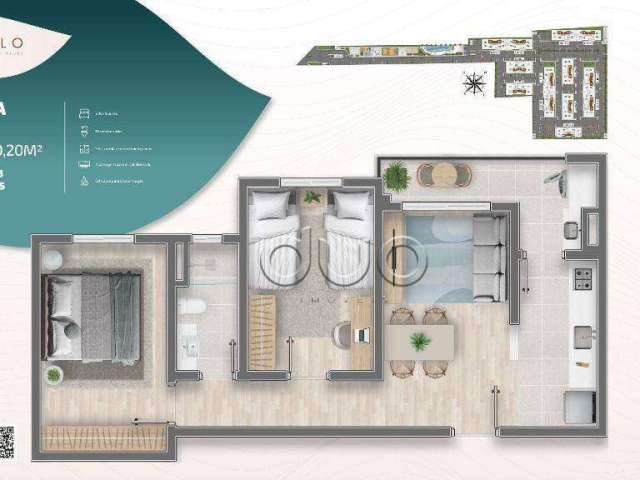 Apartamento com 2 dormitórios à venda, 50 m² por R$ 220.000,00 - Potiguar - Piracicaba/SP