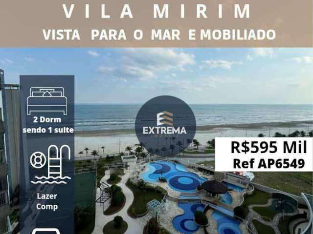 Apartamento Vista Mar - Mobiliado Lazer Completo com 2 dormitórios sendo 1 Suite  à venda, por R$ 595.000,00 - Mirim - Praia Grande/SP