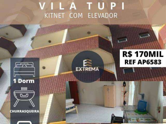 Kitnet com sacada e Elevador  à venda, por R$ 170.000,00 - Tupi - Praia Grande/SP