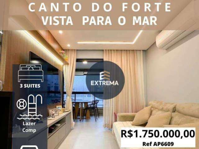 Apartamento Alto Padrão com 3 Suites 2 Vagas , Lazer Completo à venda, 120 m² - Canto do Forte - Praia Grande/SP