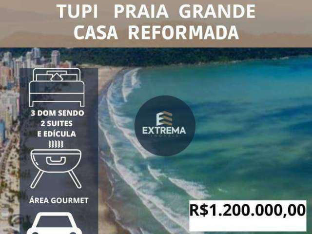 Casa Reformada com 3 dormitórios sendo 2 Suítes e Edícula à venda- Tupi - Praia Grande/SP