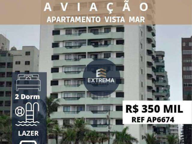 VISTA MAR Apartamento com 1 dormitório transformado em 2 Dorm. à venda, por R$ 350.000 - Vila Tupi - Praia Grande/SP