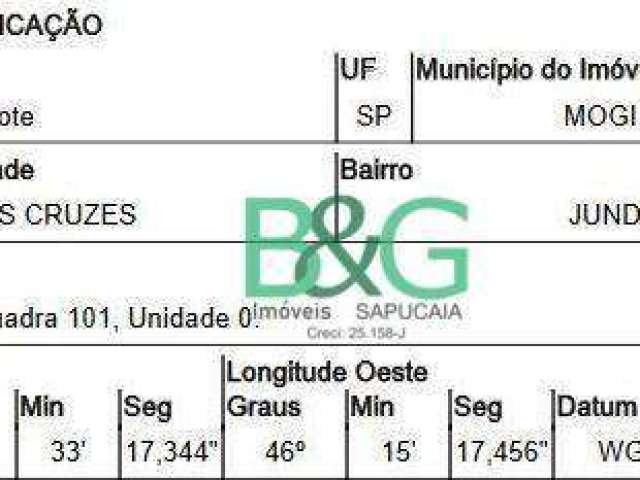 Terreno à venda, 1 m² por R$ 228.859,10 - Jundiapeba - Mogi das Cruzes/SP