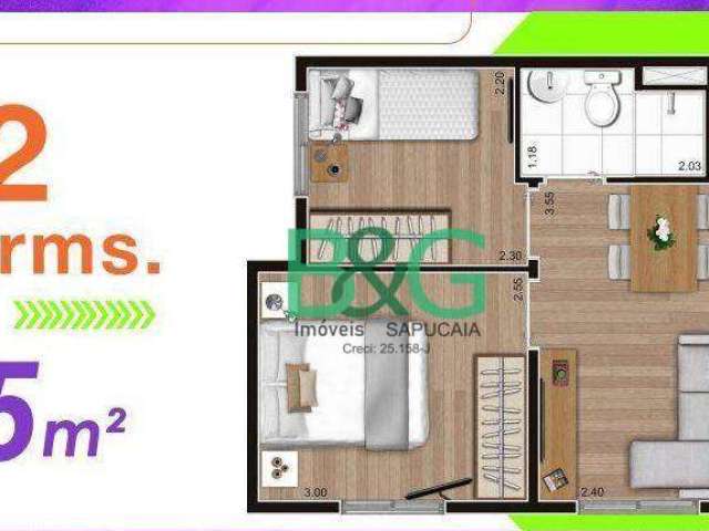 Apartamento com 2 dormitórios à venda, 35 m² por R$ 311.000,00 - Mooca - São Paulo/SP