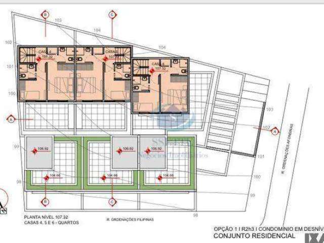 Terreno em aclive com 411m² em aclive,projeto pronto para construção de 6 casas,excelente localização,ótimo para investidor,aceita proposta.