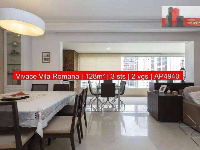 Apartamento R. Fábia, 123 - Vila Romana, 128m², 3 sts, 2 vgs, Ed. Vivace