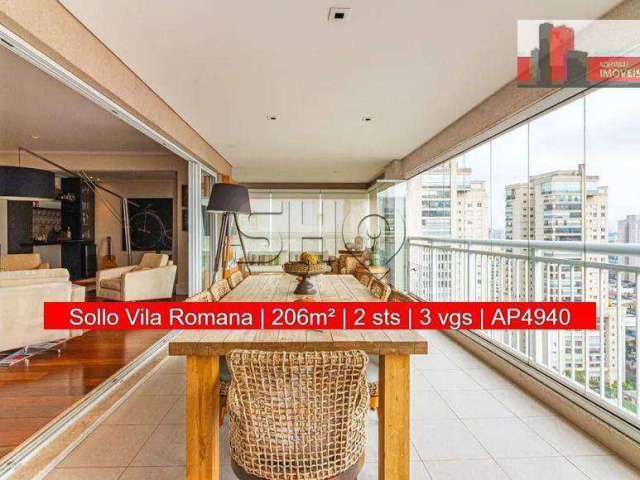 Apartamento R. Fábia, 517 - Vila Romana, 206m², 2 sts, 3 vgs, carro elétrico, Ed. Sollo