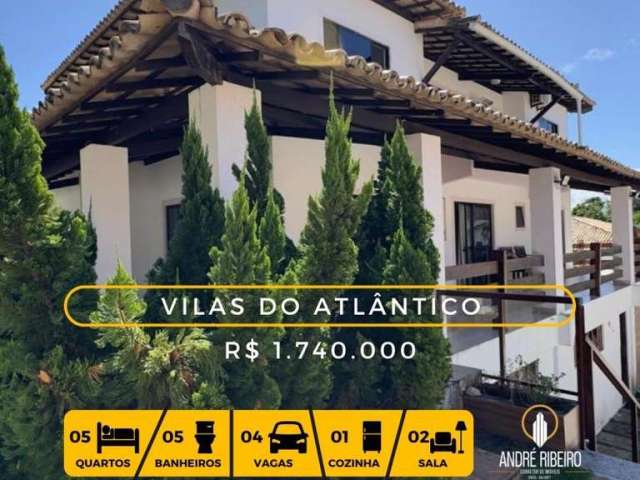 Casa para Venda em Lauro de Freitas, Vilas do Atlântico, 4 dormitórios, 5 suítes, 5 banheiros, 4 vagas