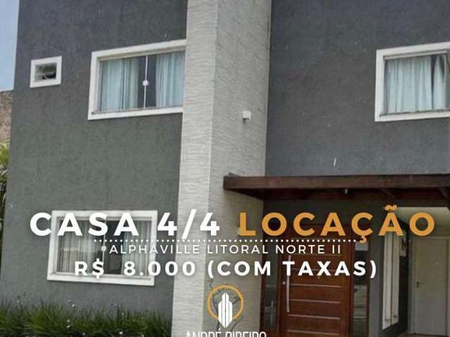 Casa em Condomínio para Locação em Camaçari, Catu de Abrantes (Abrantes), 4 dormitórios, 4 suítes, 5 banheiros, 2 vagas