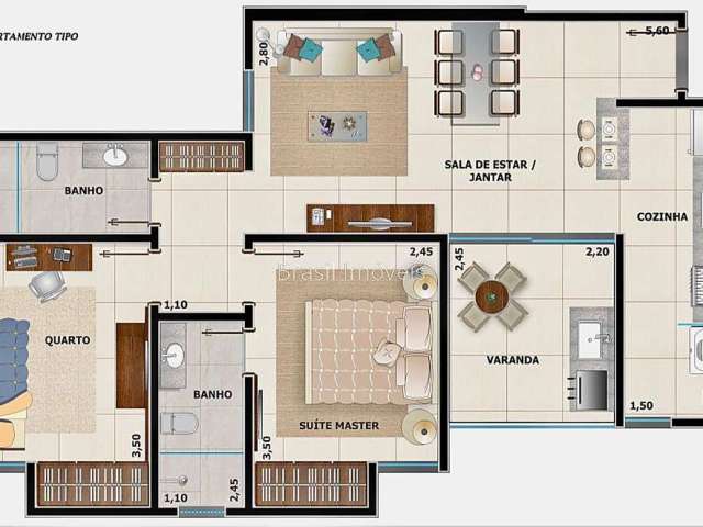 Apartamento com 2 quartos à venda na Rua José Appolônio dos Reis, Aeroporto, Juiz de Fora, 56 m2 por R$ 315.000