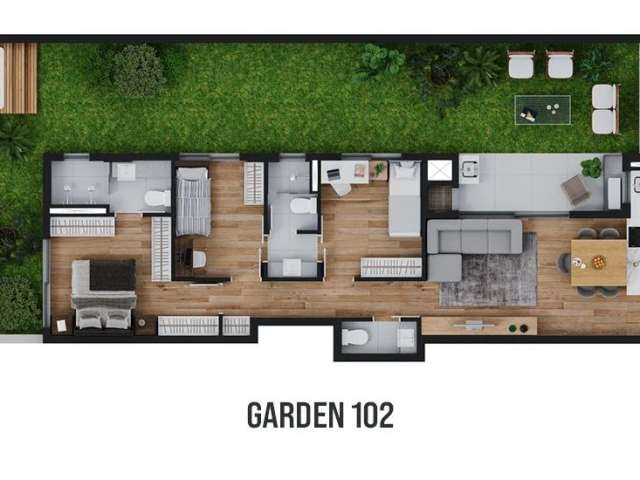 Garden com área externa de 62m²