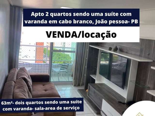 Apto 2 quartos, sendo uma suíte com varanda em cabo branco, João pessoa- PB