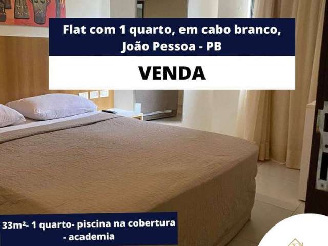 Flat com 1 quarto, em cabo branco, João Pessoa - PB