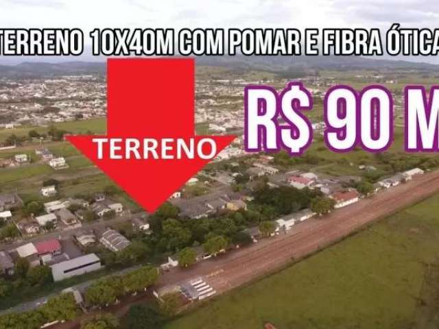 113756 - terreno com pomar fibra ótica, rua pavimentada, pomar, em santo antônio  10x40m