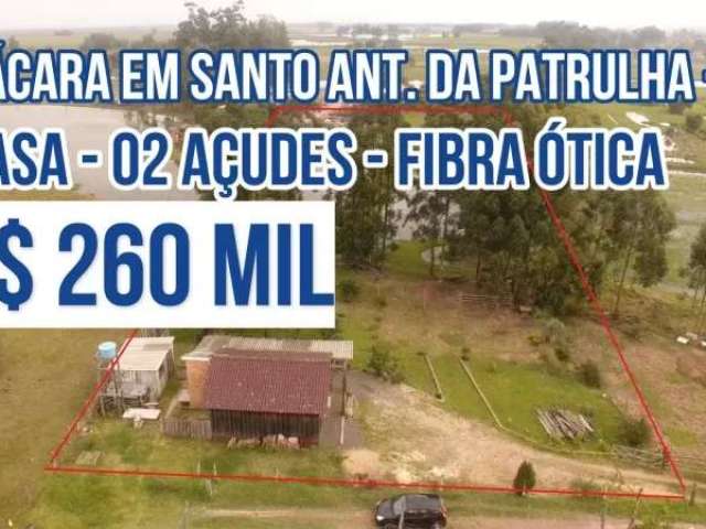 120278 chácara com casa, dois açudes, fibra ótica , aceita troca por casa em gravataí