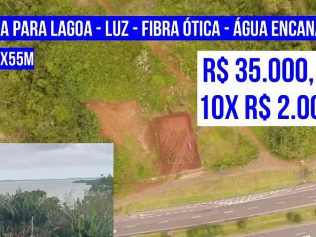 125827 chacrinha com linda vista para lagoa, água encanada, luz e fibra ótica frente para br 101