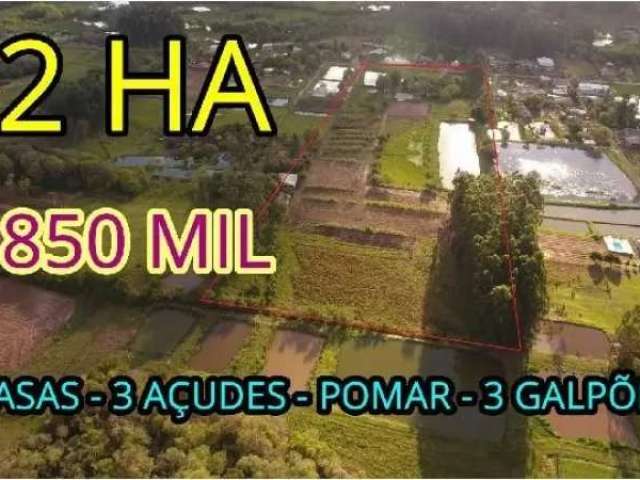 Sítio com duas casa e três açudes em parobé com 3,2 hectares